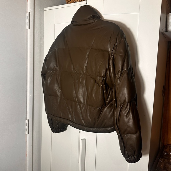 OAK + FORT Puffer Brown Cropped Coat - Picture 8 of 10